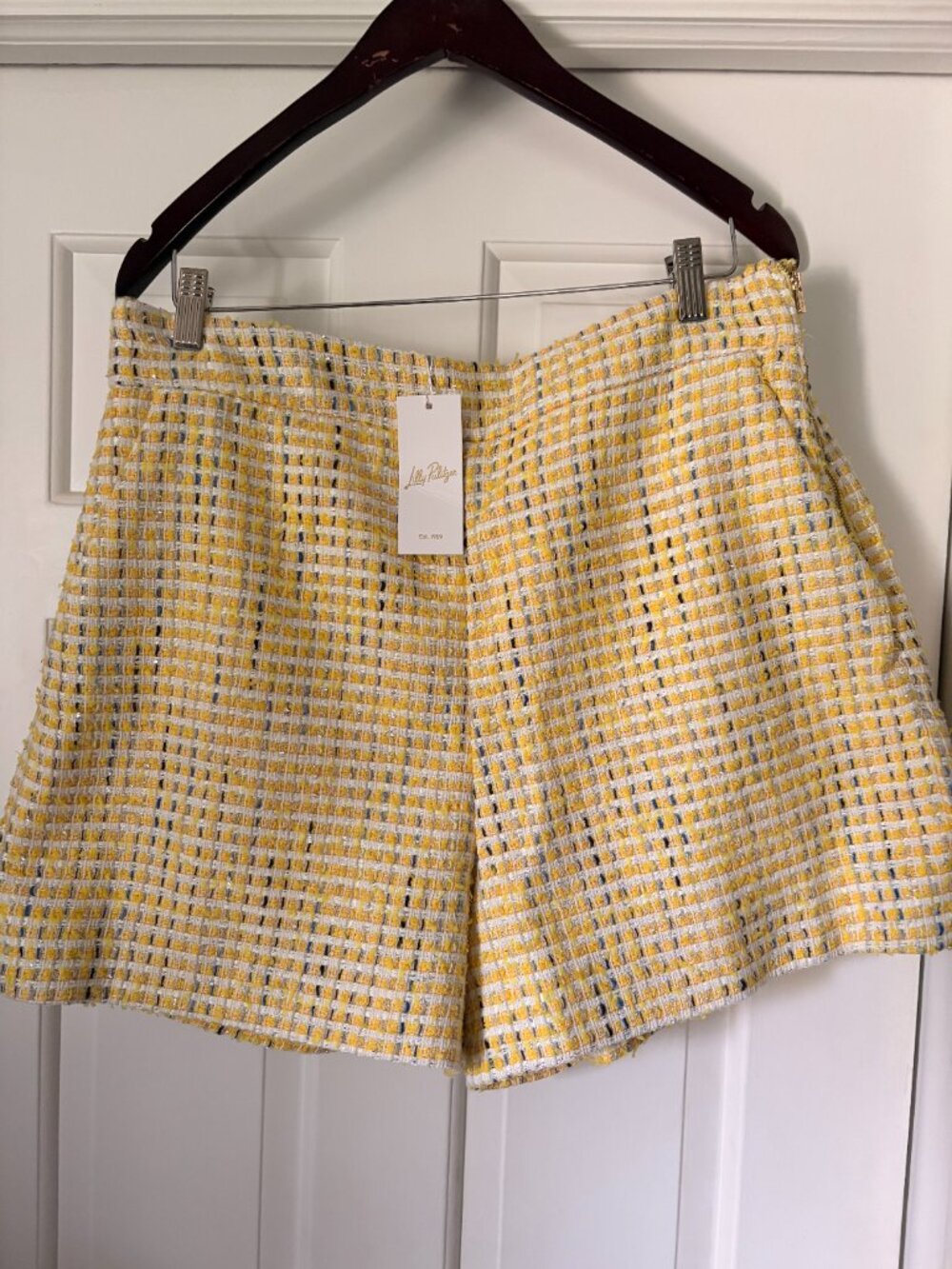 Lilly Pulitzer yellow and blue tweed shorts
